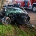 Colisão de veículo em árvore deixa jovens presos às ferragens na RS-464 em Nova Hartz