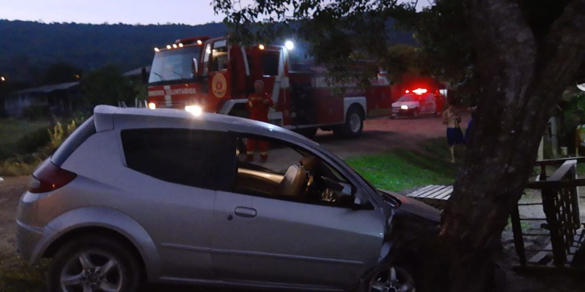 Colisão de veículo em árvore deixa três pessoas feridas em Nova Hartz
