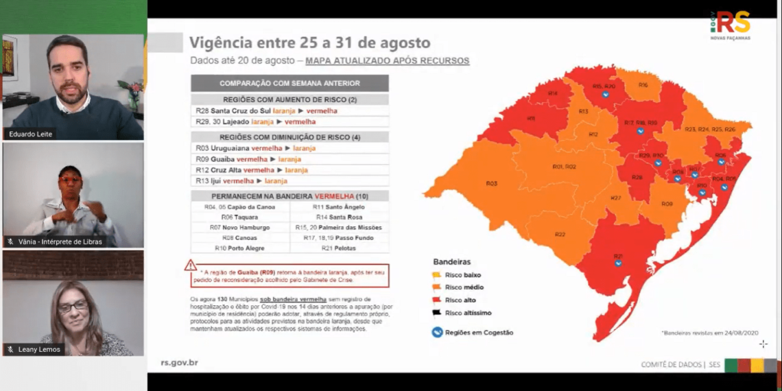 Região permanece na bandeira vermelha, após análise do Gabinete de Crise do RS