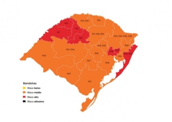 Vale do Sinos está entre as sete regiões em vermelho no mapa definitivo da 28ª semana do distanciamento controlado no RS