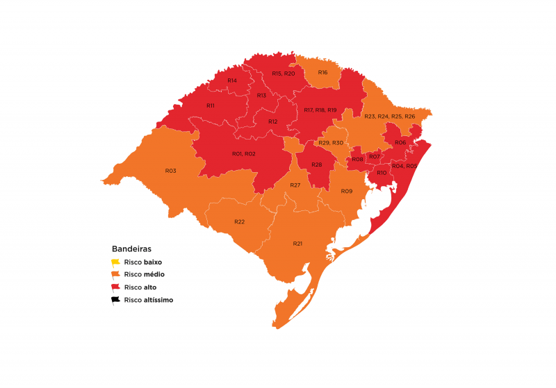 Em mapa preliminar, Sinos e Paranhana retornam à bandeira vermelha