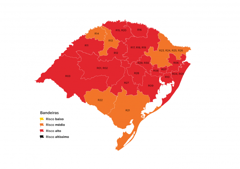 Mapa preliminar coloca Sinos e Paranhana na bandeira vermelha; Estado faz alerta para o feriado