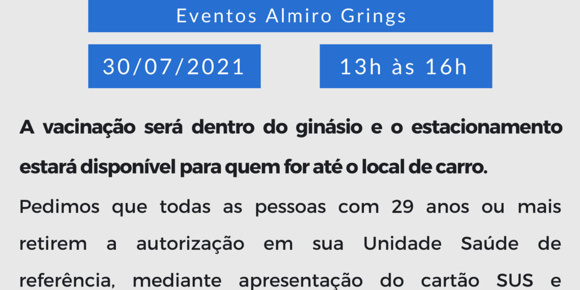 Confira onde ocorrerá vacinação contra o coronavírus nesta sexta-feira (30)