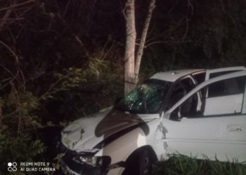 Motorista perde o controle e carro bate em árvore na RS-464 em Nova Hartz