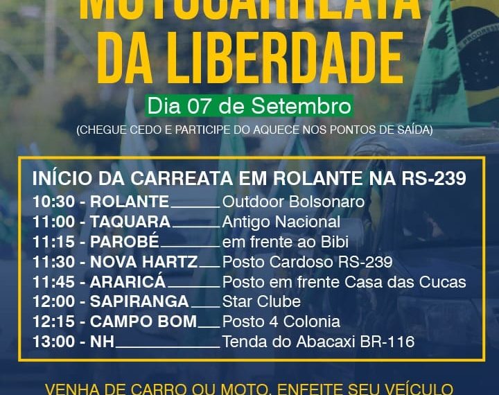 Movimento Direita SinPar promove motocarreata no dia 7 de Setembro