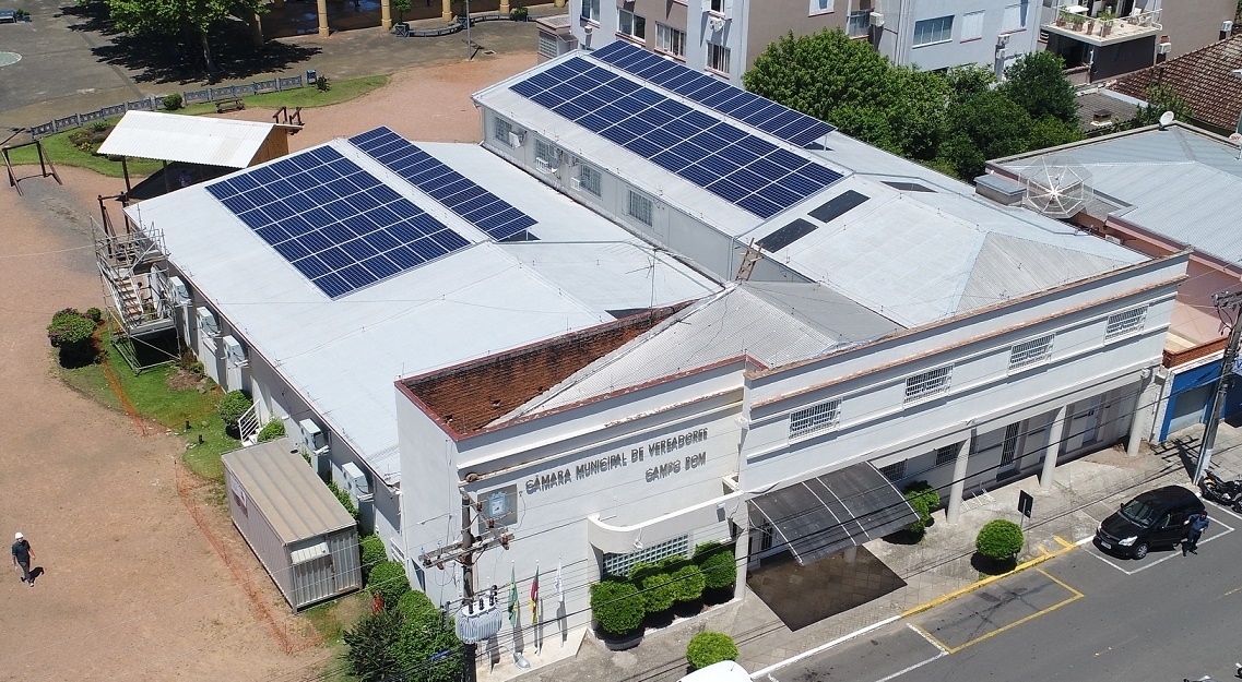Câmara de Vereadores de Campo Bom possui painéis de energia solar Foto: Divulgação Câmara de Vereadores