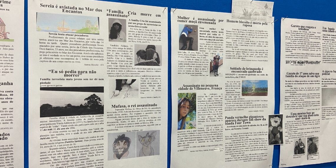 Alunos da EMEF São Carlos publicam jornal em atividade de Língua Portuguesa