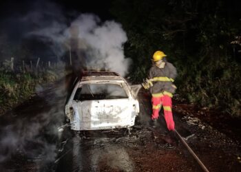Bombeiros Voluntários de Nova Hartz combatem incêndio em veículo
