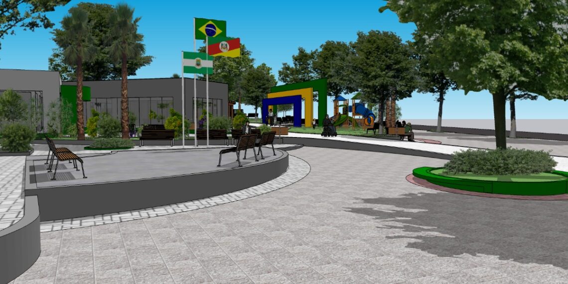 Praça da Bandeira, na área central de Sapiranga, recebe obras de revitalização nos próximos meses