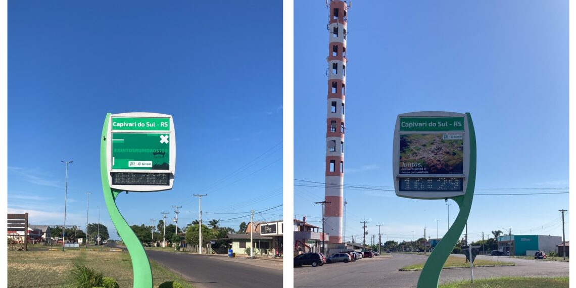 Relógios da Sicredi Caminho das Águas recebem identidade visual alusiva ao centenário da cooperativa