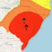 Inmet emite alerta vermelho para ciclone que vai provocar chuva e vento forte