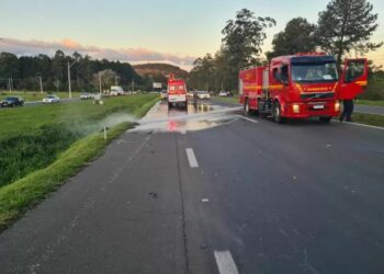 Três feridos em acidente registrado na RS-239, trecho de Sapiranga, envolvendo moto e bicicleta