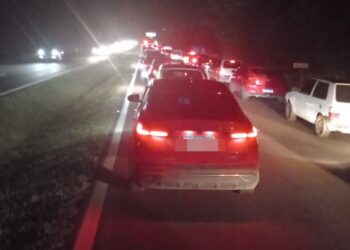 Capotamento deixa trânsito lento na RS-239, em Nova Hartz