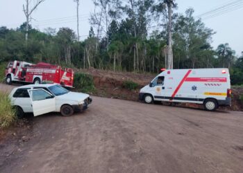 Motorista fica ferido após capotagem em Nova Hartz