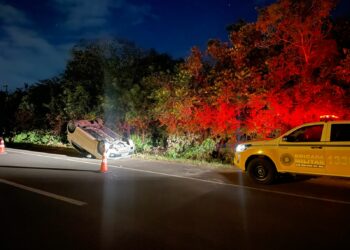 Motorista se fere após capotagem na ERS-239, em Araricá