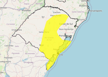 Inmet emite alerta para chuva intensa e ventos fortes em regiões do RS