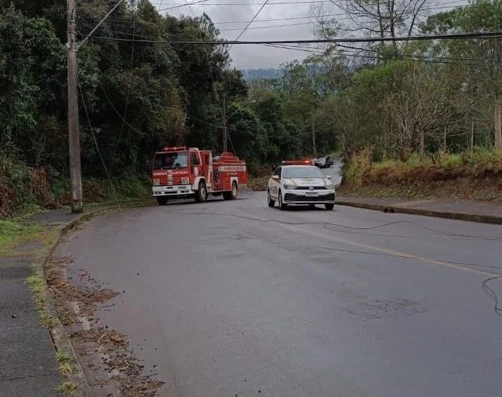 Colisão de veículo em poste causa queda de fios de alta tensão em Nova Hartz