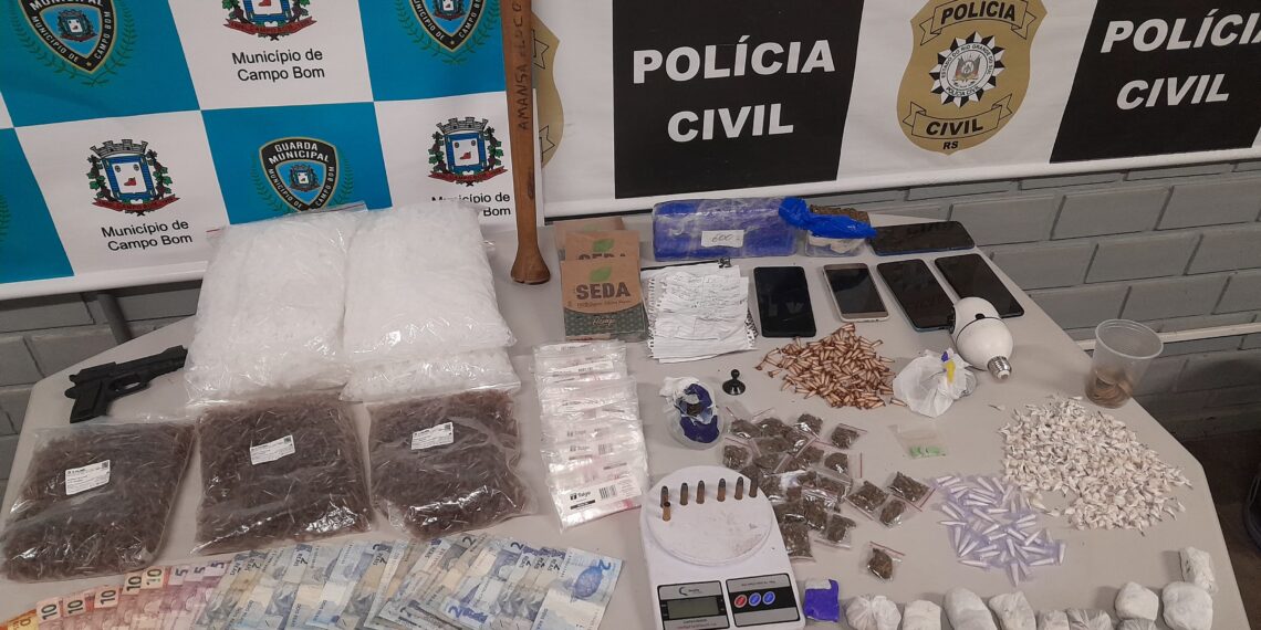 Ação conjunta da Polícia Civil e Guarda retira das ruas de Campo Bom drogas e munições
