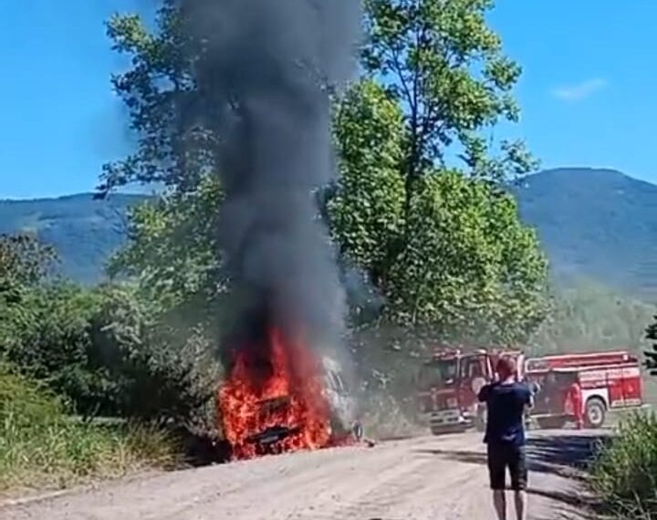Bombeiros de Nova Hartz atuam em combate a chamas de veículo