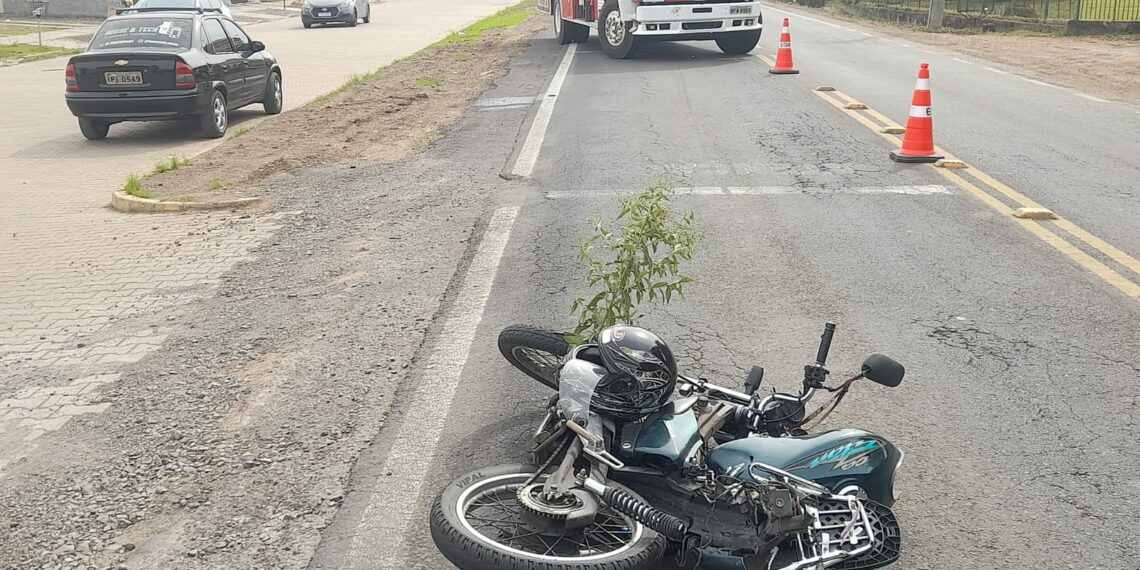 Motociclista fica ferido em acidente na RS-464, em Nova Hartz