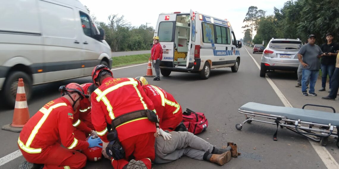 Idoso fica ferido em acidente de trânsito na RS-239