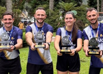 De cunhados a campeões: equipe vence prova de revezamento em Gramado