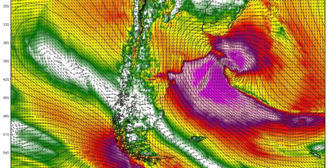 Ciclone bomba na Argentina deve provocar ventos fortes, frio e temporais no estado
