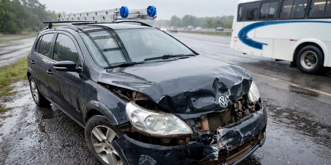 Acidente com três carros causa congestionamento na RS-239, no fim da tarde